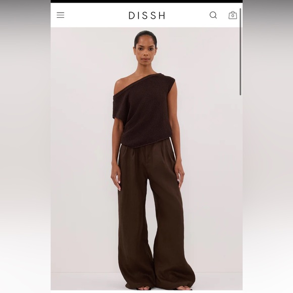 Dissh Holden bitter chocolate linen pants - Picture 1 of 4